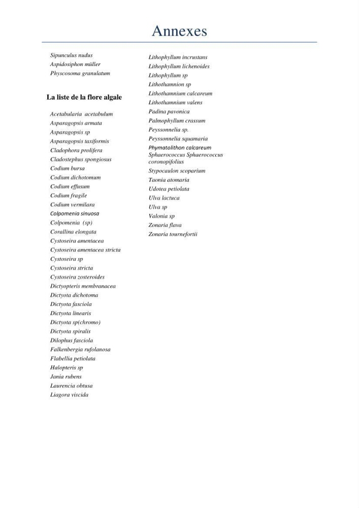 Initiation à la taxonomie des peuplements macrozoobenthiques du secteur centre et ouest de la côte Algérienne