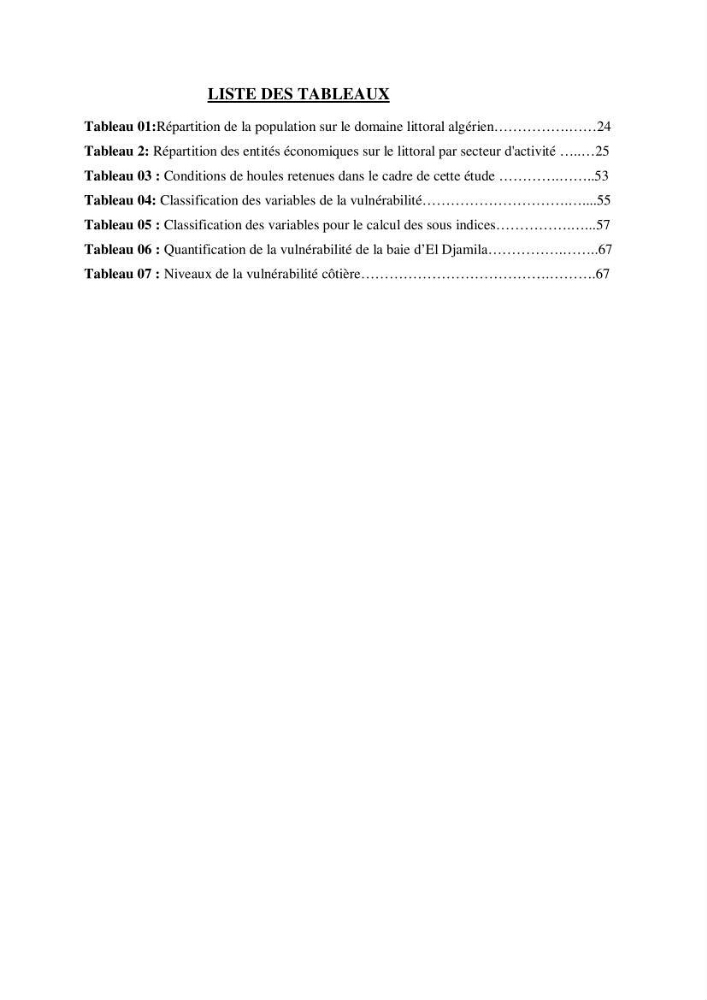 Evaluation de la vulnérabilité des côtes du littoral centre