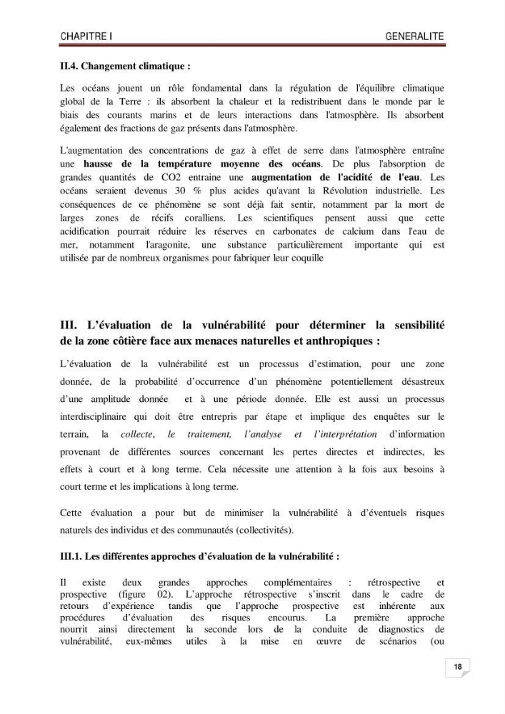 Evaluation de la vulnérabilité des côtes du littoral centre