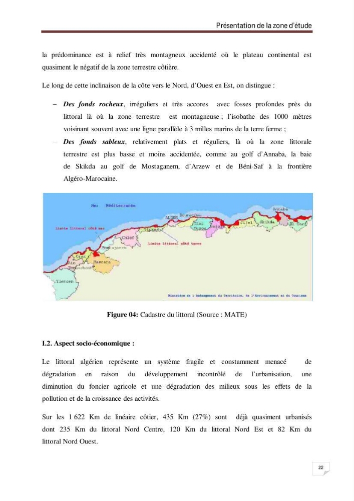 Evaluation de la vulnérabilité des côtes du littoral centre