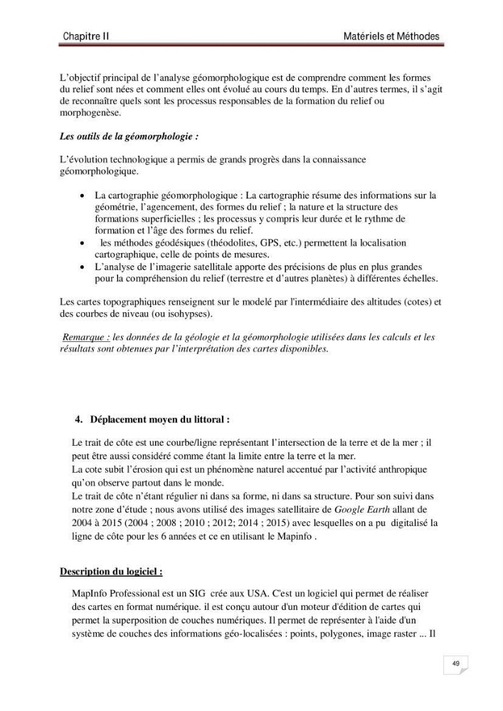 Evaluation de la vulnérabilité des côtes du littoral centre