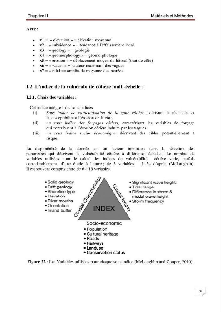 Evaluation de la vulnérabilité des côtes du littoral centre