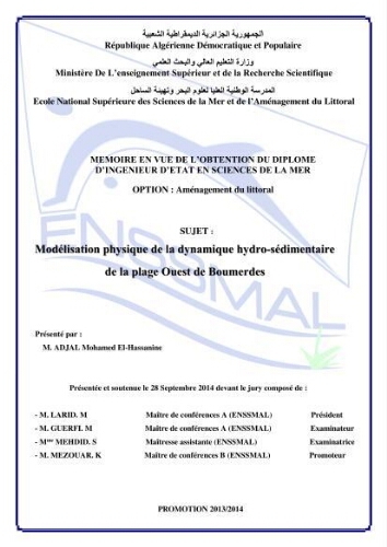 Modélisation physique de la dynamique hydro-sédimentaire de la plage Ouest de Boumerdes: Modélisation physique de la dynamique hydro-sédimentaire de la plage Ouest de Boumerdes: