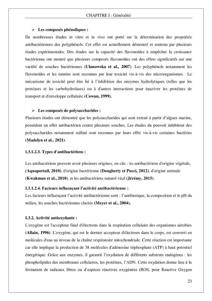 Valorisation biotechnologique d’une substance marine: étude antibactérienne, antioxydante et analgésique