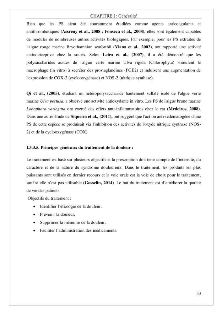 Valorisation biotechnologique d’une substance marine: étude antibactérienne, antioxydante et analgésique
