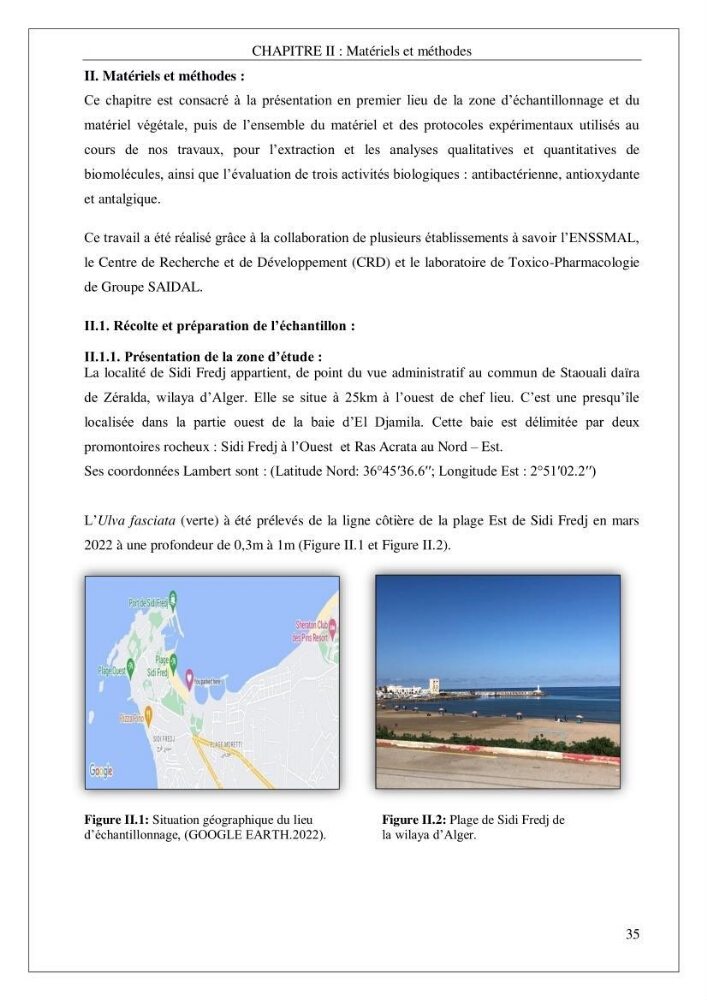 Valorisation biotechnologique d’une substance marine: étude antibactérienne, antioxydante et analgésique