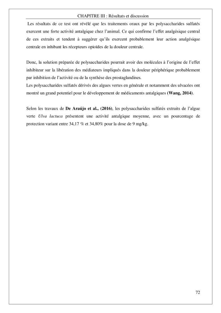 Valorisation biotechnologique d’une substance marine: étude antibactérienne, antioxydante et analgésique