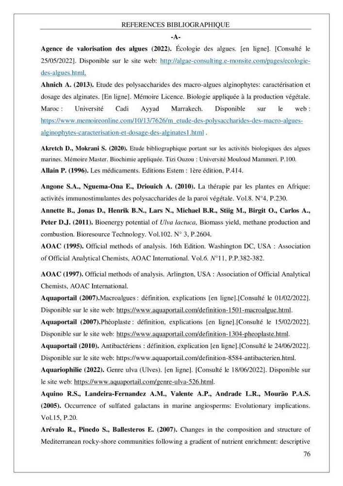 Valorisation biotechnologique d’une substance marine: étude antibactérienne, antioxydante et analgésique