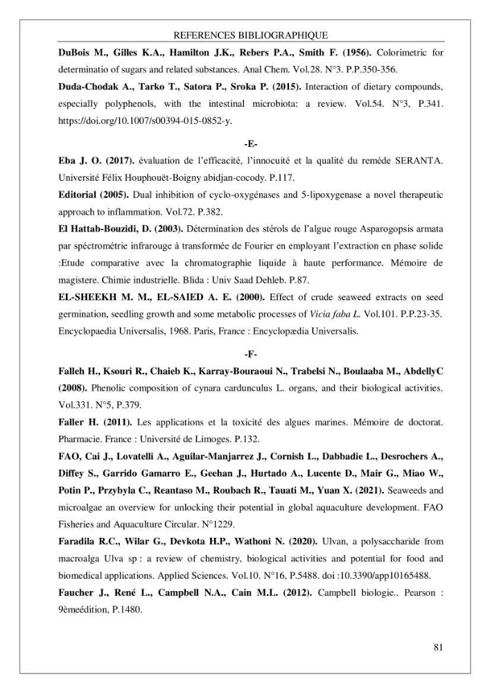 Valorisation biotechnologique d’une substance marine: étude antibactérienne, antioxydante et analgésique