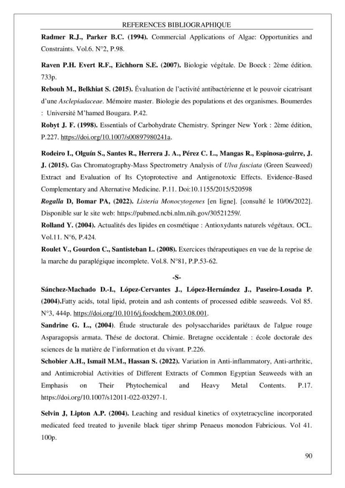 Valorisation biotechnologique d’une substance marine: étude antibactérienne, antioxydante et analgésique