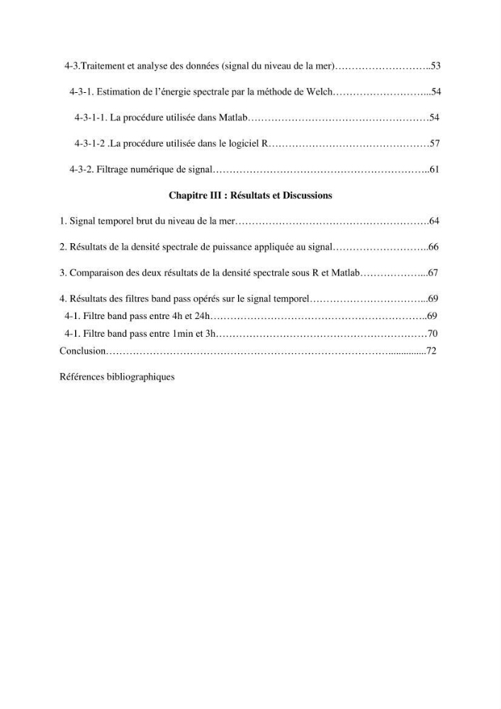 Traitement informatique d\'un signal du niveau de la mer: