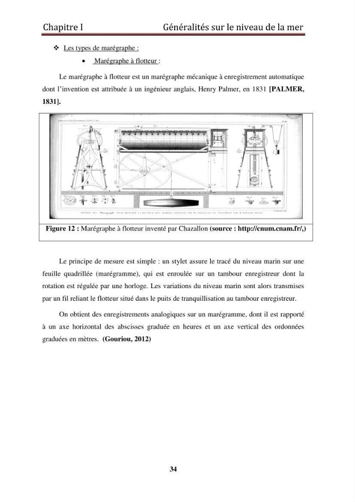Traitement informatique d\'un signal du niveau de la mer: