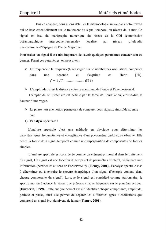 Traitement informatique d\'un signal du niveau de la mer: