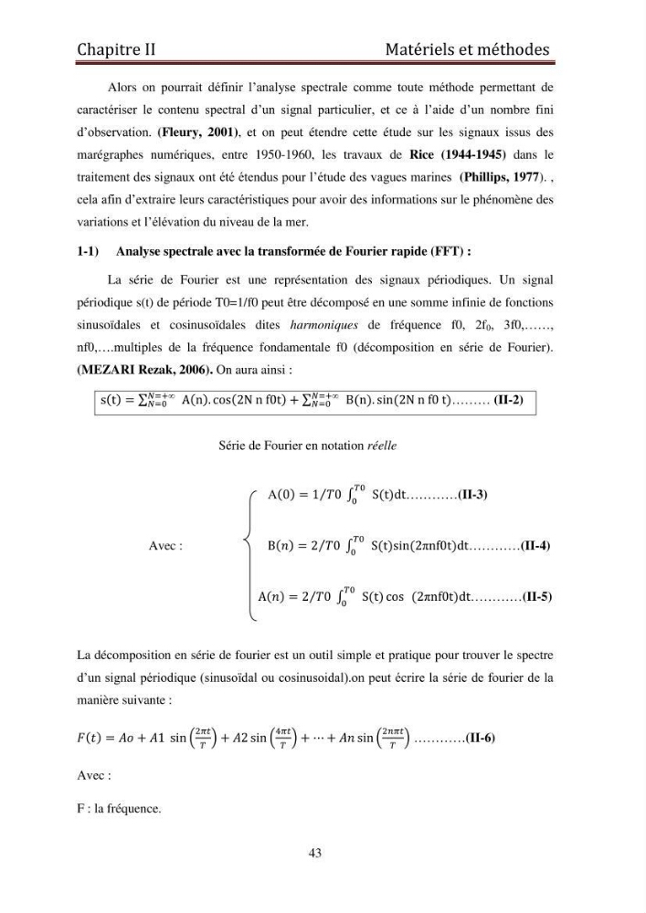 Traitement informatique d\'un signal du niveau de la mer: