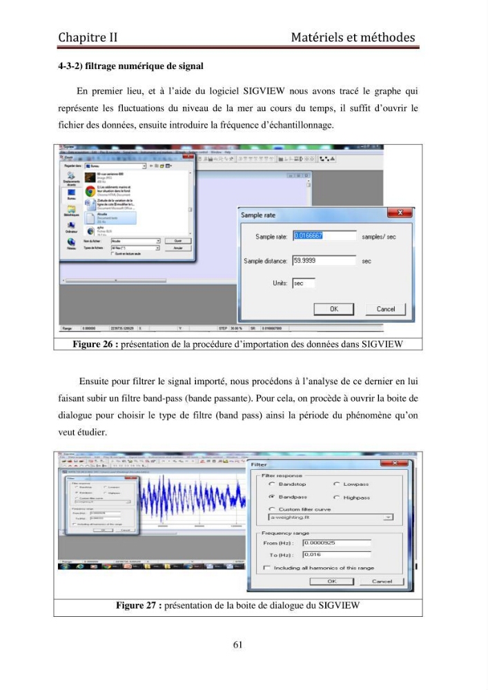 Traitement informatique d\'un signal du niveau de la mer: