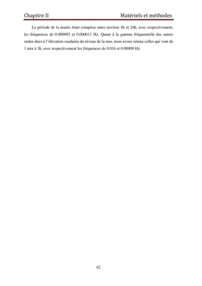 Traitement informatique d\'un signal du niveau de la mer: