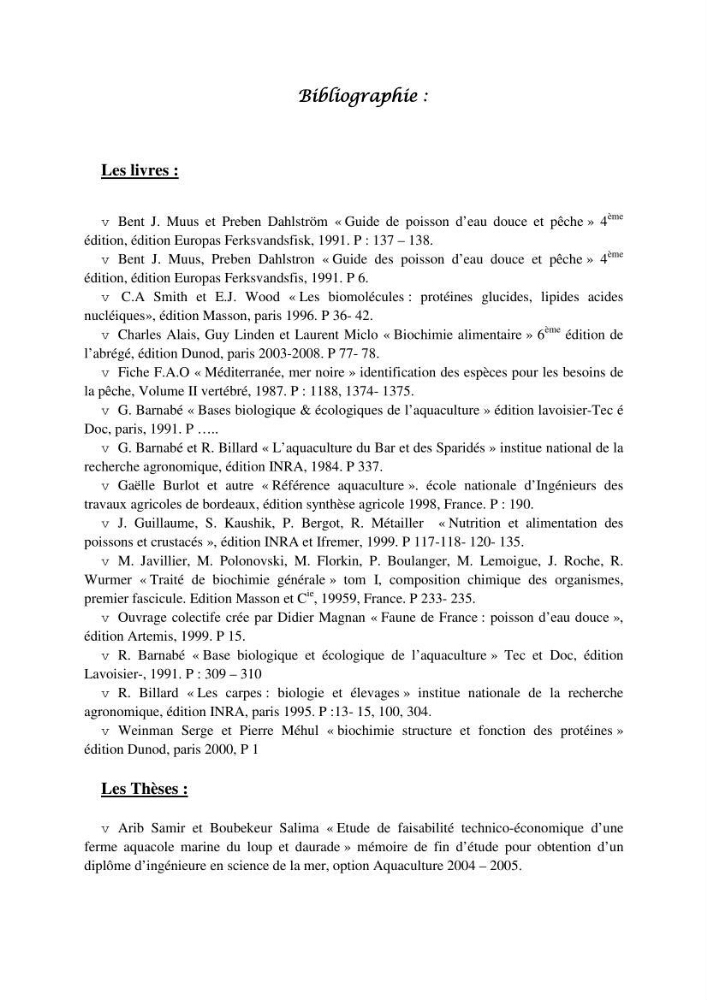 Détermination du taux des protéines et des lipides de la chair des poissons d\'eau de mer (Dicentrarchus labrax, Sparus aurata) et d\'eau douce (Oreochromis niloticus, Cyprinus carpio):