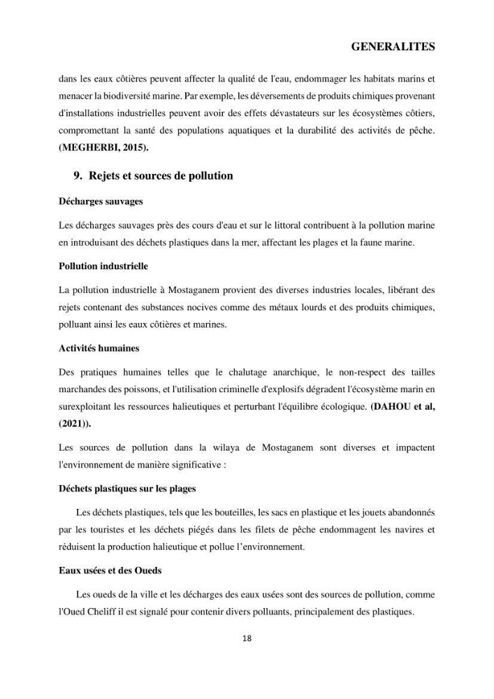 Analyse benthique des fonds marins de Stidia (Wilaya de Mostaganem ) aprés mise en place d\'un récif artificiel