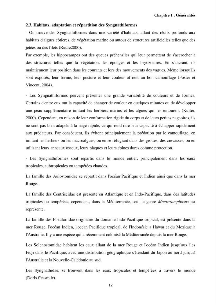 Contribution à l\'étude des Syngnathiformes de la côte algérienne: systématique et inventaire, croissance et état d\'exploitation de Macroramphosus scolopax( Linnaeus, 1758 )
