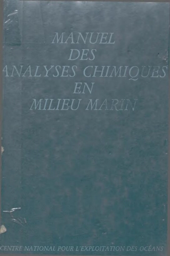 Manuel des analyses chimiques en milieu marin Manuel des analyses chimiques en milieu marin