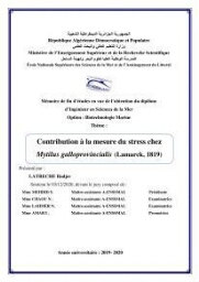 Contribution à la mesure du stress chez Mytilus galloprovincialis (Lamarck, 1819):