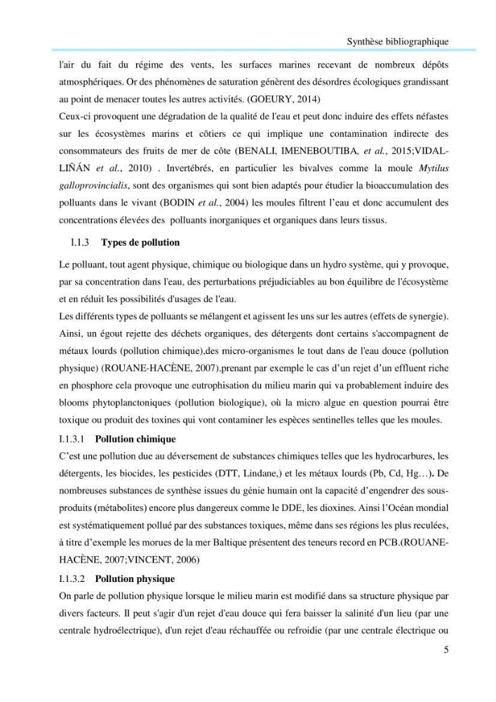 Contribution à la mesure du stress chez Mytilus galloprovincialis (Lamarck, 1819):
