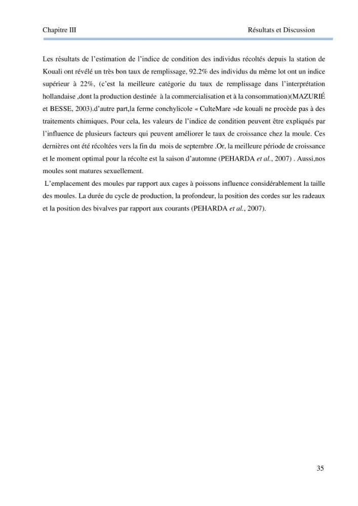 Contribution à la mesure du stress chez Mytilus galloprovincialis (Lamarck, 1819):
