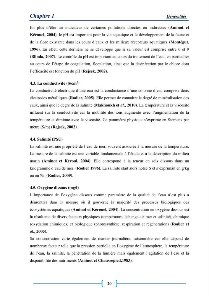 Evaluation des paramètres physico-chimiques et bactériologiques au niveau de la plage El Bahdja avec les apports de l\'Oued Béni-Messous