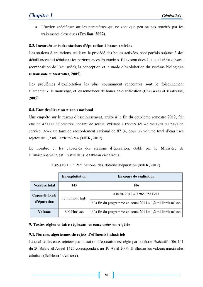Evaluation des paramètres physico-chimiques et bactériologiques au niveau de la plage El Bahdja avec les apports de l\'Oued Béni-Messous