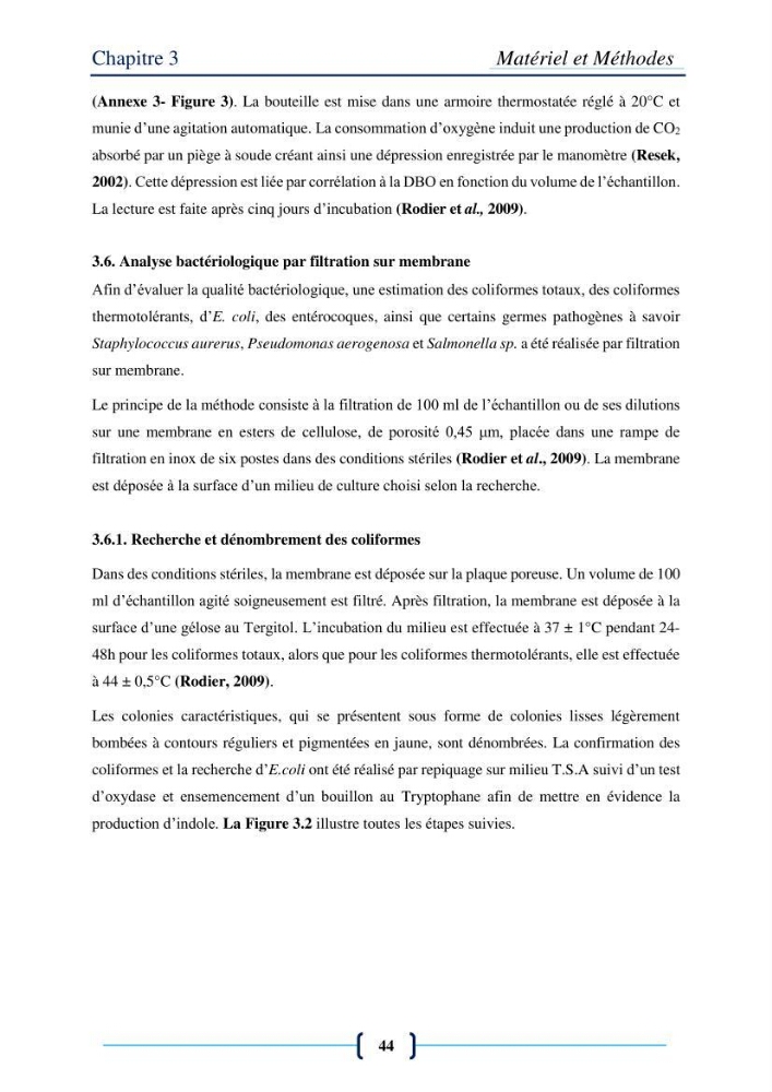 Evaluation des paramètres physico-chimiques et bactériologiques au niveau de la plage El Bahdja avec les apports de l\'Oued Béni-Messous
