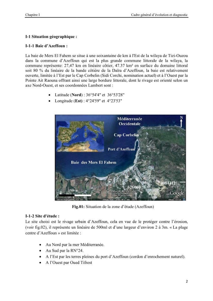 La protection du littoral urbain d\'Azzefoun par des atténuateurs en géosynthétique