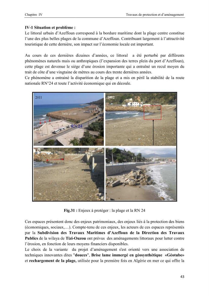 La protection du littoral urbain d\'Azzefoun par des atténuateurs en géosynthétique