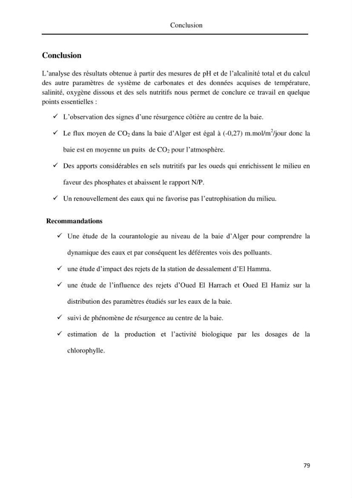 Suivi de l\'état d\'eutrophisation et rôle de la baie d\'Alger comme source ou puits de CO2 pour l\'atmosphère