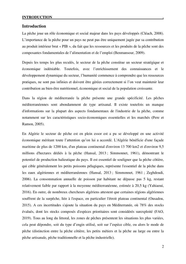 L’empreinte écologique de l’activité de la pêche cas: Jijel, Alger et Tipaza.