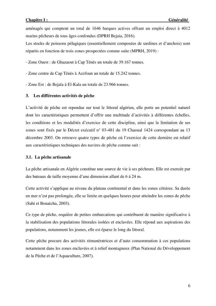 L’empreinte écologique de l’activité de la pêche cas: Jijel, Alger et Tipaza.