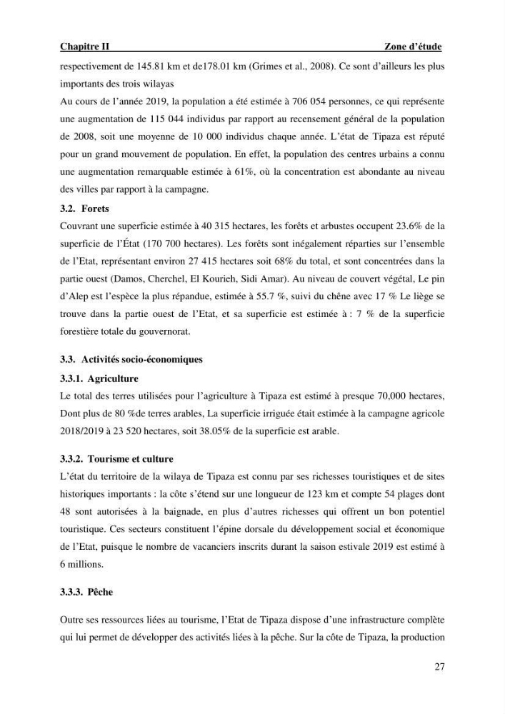 L’empreinte écologique de l’activité de la pêche cas: Jijel, Alger et Tipaza.
