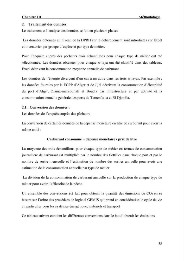 L’empreinte écologique de l’activité de la pêche cas: Jijel, Alger et Tipaza.
