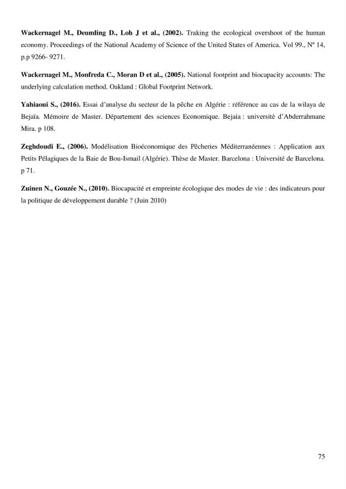 L’empreinte écologique de l’activité de la pêche cas: Jijel, Alger et Tipaza.