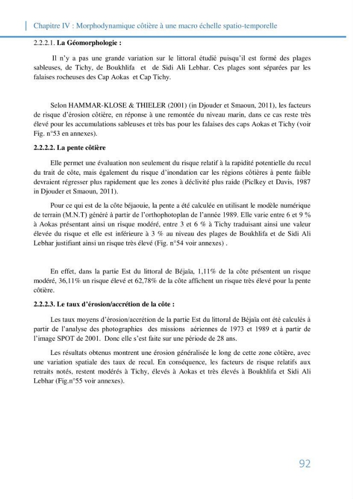 Fonctionnement et dynamique morpho-sédimentaire du littoral Est de Béjaia