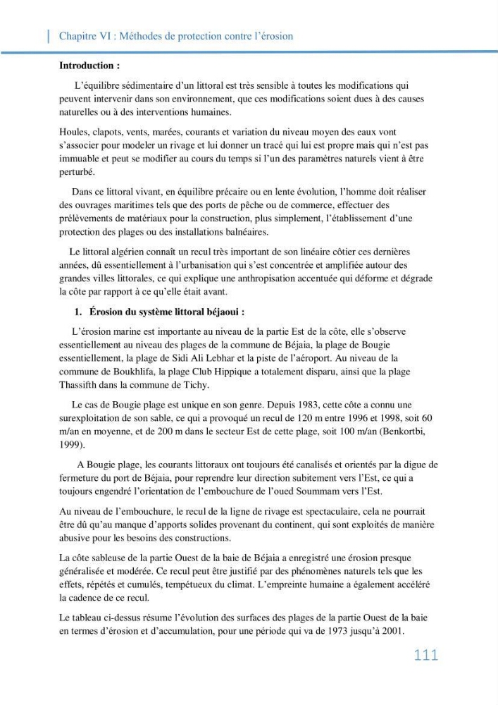 Fonctionnement et dynamique morpho-sédimentaire du littoral Est de Béjaia