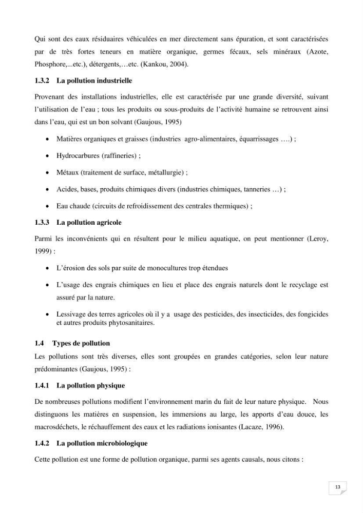 Suivi des paramètres physico-chimique et des sels nutritifs dans la baie de Bou Ismail