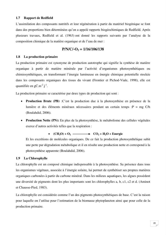 Suivi des paramètres physico-chimique et des sels nutritifs dans la baie de Bou Ismail