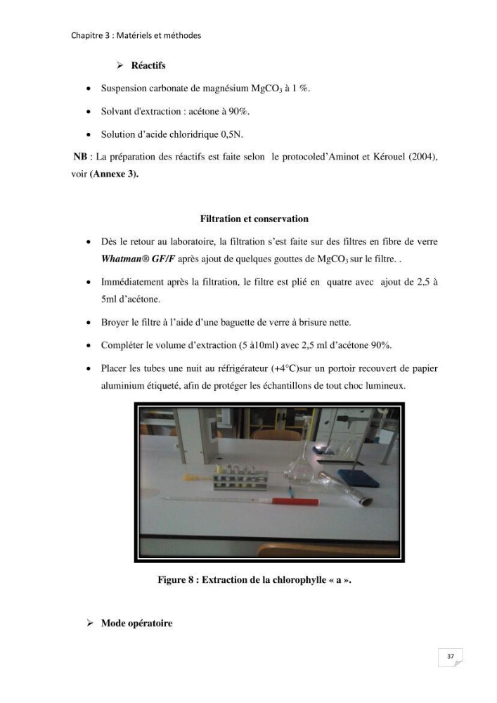Suivi des paramètres physico-chimique et des sels nutritifs dans la baie de Bou Ismail
