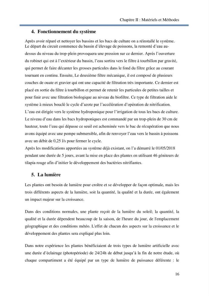 Suivi d\'un systeme d\'élevage en aquaponie en Algèrie