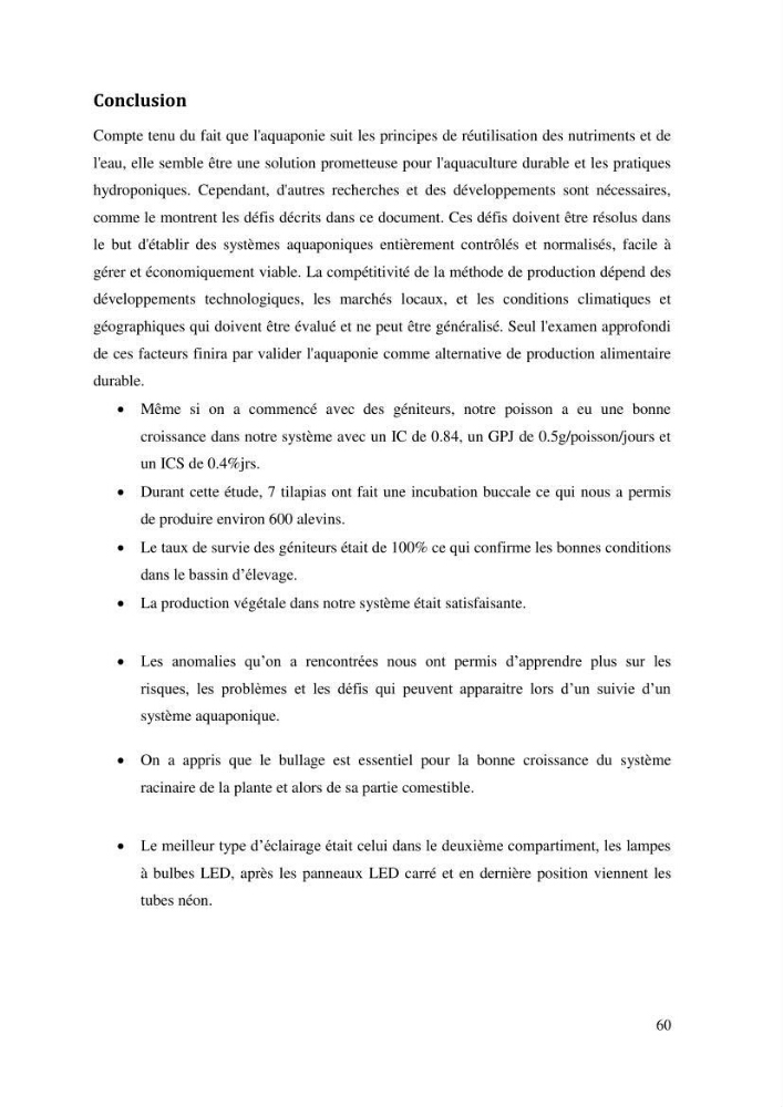 Suivi d\'un systeme d\'élevage en aquaponie en Algèrie