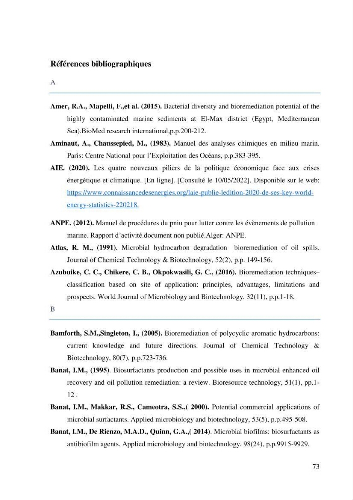 Isolement et caracterisation des bactéries degradants les différentes fractions du pétrol: Cas d’étude port de la Madrague, Ain Benian.