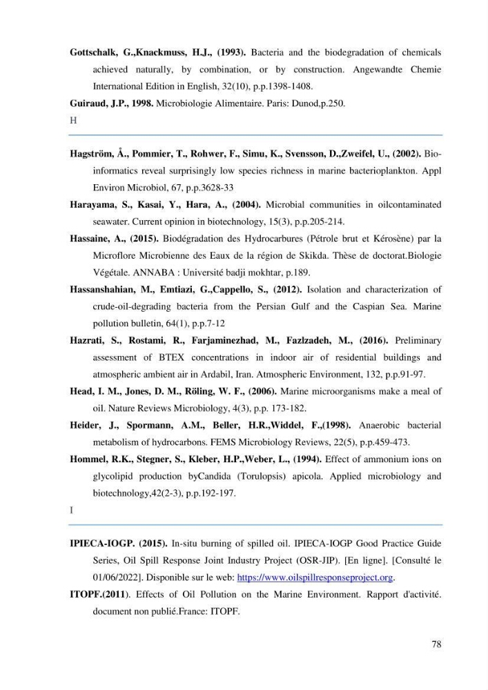 Isolement et caracterisation des bactéries degradants les différentes fractions du pétrol: Cas d’étude port de la Madrague, Ain Benian.