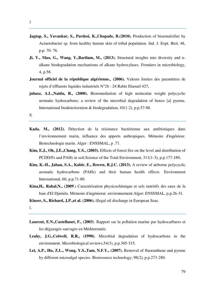 Isolement et caracterisation des bactéries degradants les différentes fractions du pétrol: Cas d’étude port de la Madrague, Ain Benian.
