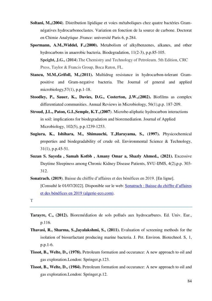 Isolement et caracterisation des bactéries degradants les différentes fractions du pétrol: Cas d’étude port de la Madrague, Ain Benian.