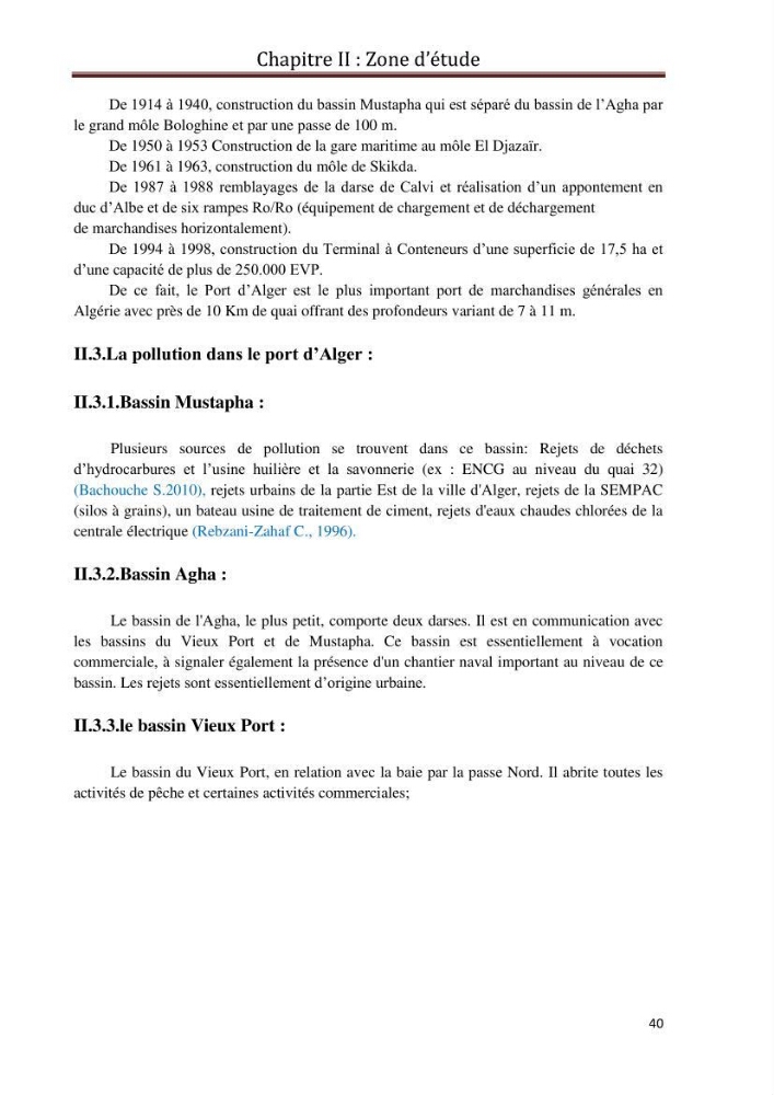 Etat de la pollution par les hydrocarbures du sédiment superficiel dans le port d\'Alger